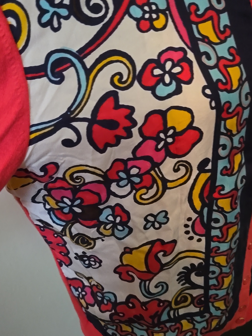 Lilly Pulitzer Coral & Navy Printed Front Cardigan - Picture 3 of 7